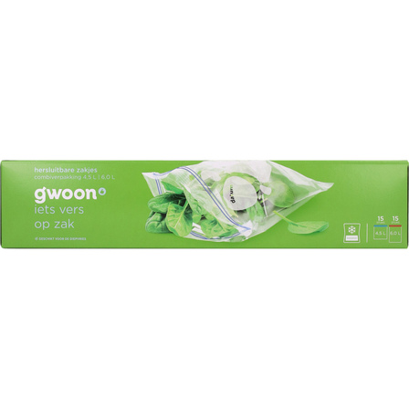 G'woon Hersluitbare Zakjes 4,5 en 6 liter