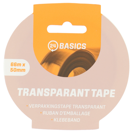 24Basics verpakkingstape transparant 66 meter
