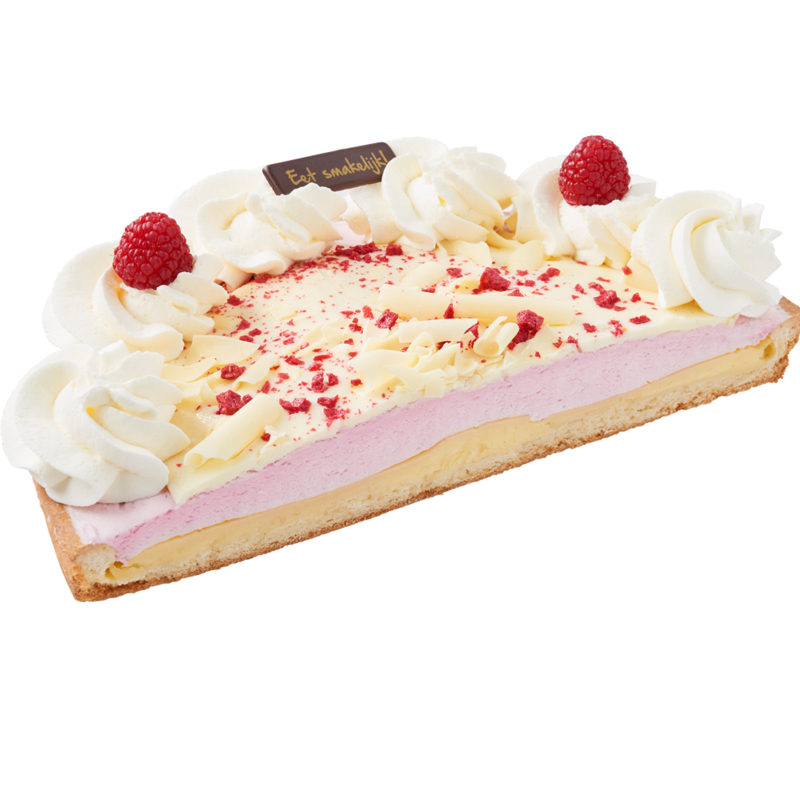 Framboos - witte chocolade vlaai half
