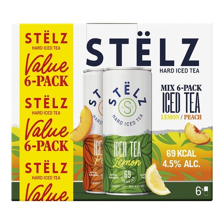 Stëlz hard iced tea lemon peach 6-pack