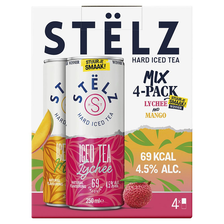 Stelz hard iced tea mango lychee 4-pack