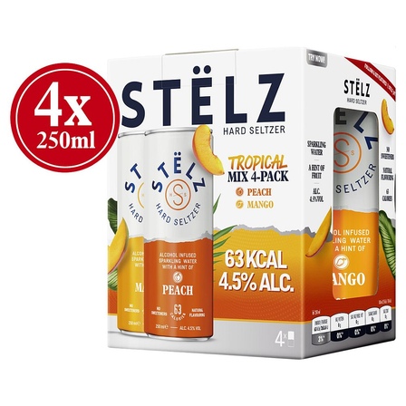 Stëlz hard seltzer tropical mix 4-pack