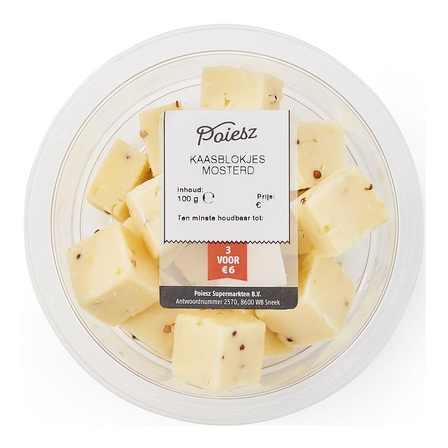 Noord-Hollandse kaasblokjes 50+ mosterd