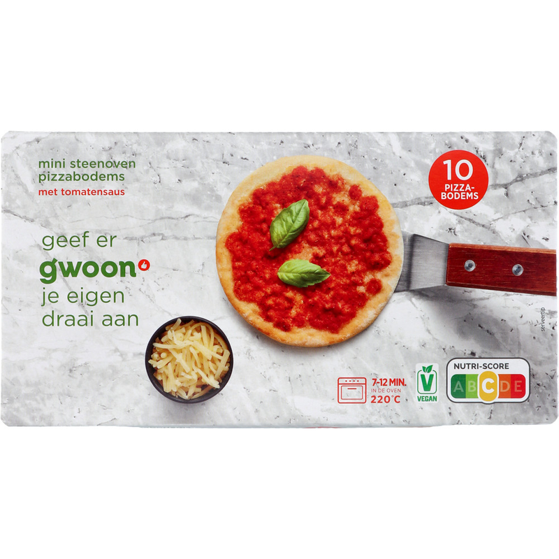 G'woon Mini Pizzabodems met Tomatensaus