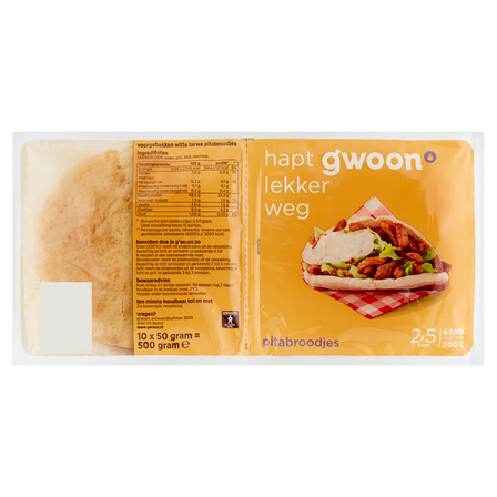 g'woon Pitabroodjes 10 x 50 g