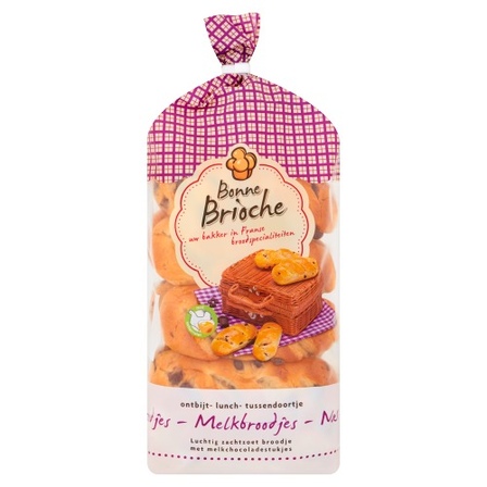 Bonne Brioche Melkbroodjes met Chocoladestukjes 10 x 35 g