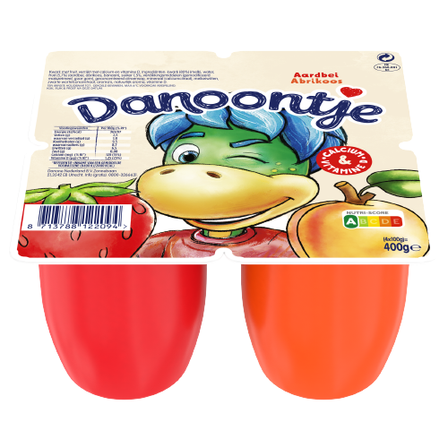 Danoontje Fruitkwark Aardbei Abrikoos 4 x 100 g