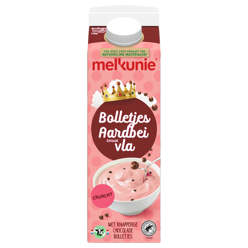 Melkunie bolletjes aardbeienvla