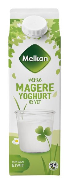 Melkan Verse Magere Yoghurt 0% Vet 1 L