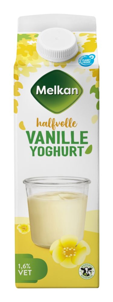 Melkan Halfvolle Vanilleyoghurt 1,6% Vet 1 L