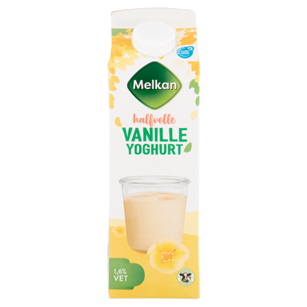 Melkan Halfvolle Vanilleyoghurt 1,6% Vet 1 L