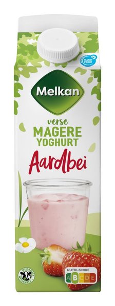 Melkan Verse Magere Yoghurt Aardbei 1 L