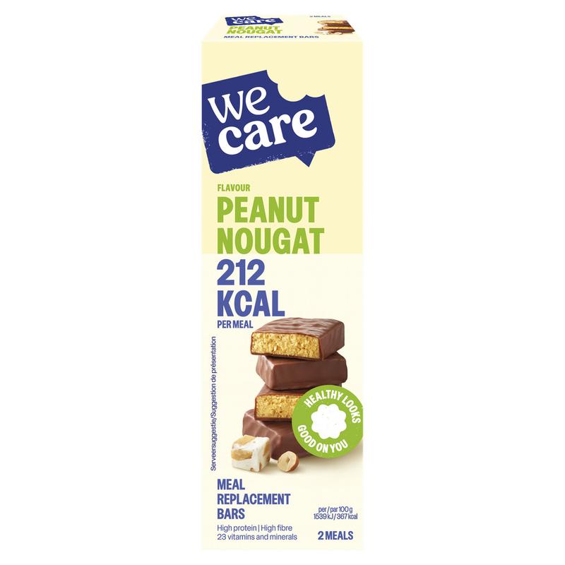 WeCare Flavour Peanut Nougat Meal Replacement Bars 2 x 58 g