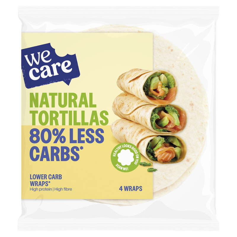 WeCare Lower Carb Natural Tortillas 4 x 40 g