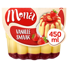 Mona Vanillesmaak pudding met aardbeiensaus 450 ml