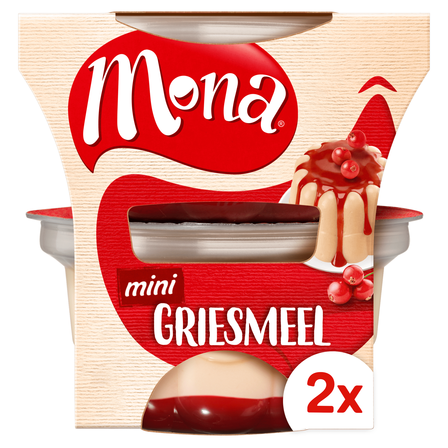 Mona Mini Griesmeel pudding met rode bessensaus 2 x 135 ml