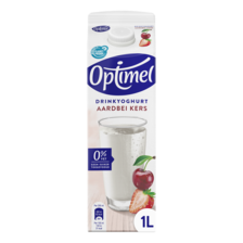 Optimel Drinkyoghurt aardbei kers 0% vet 1 x 1 L
