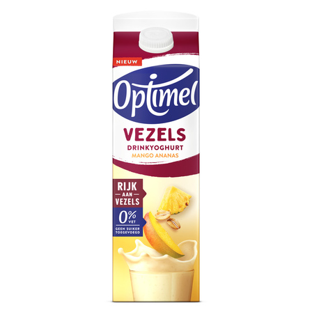 Optimel drinkyoghurt vezels mango ananas 0% vet