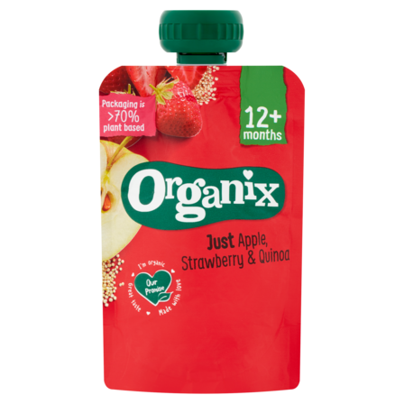 Organix Knijpfruit Just Appel, Aardbei & Quinoa 12 Maanden