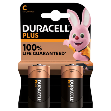 Duracell Plus C-alkalinebatterijen, 2 stuks