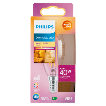 Philips Led Lamp Dimbaar Warm Wit 40W - E14