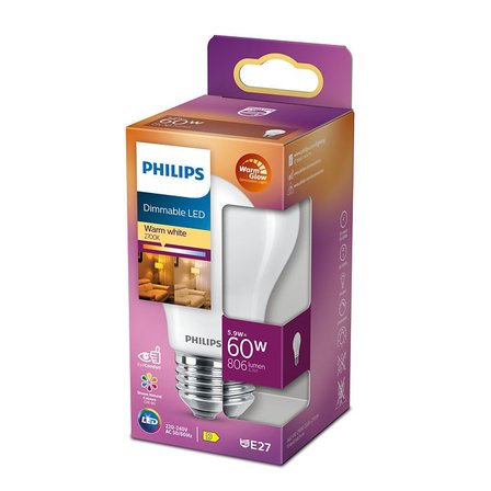 Philips LED Lamp Dimbaar  60W Mat E27