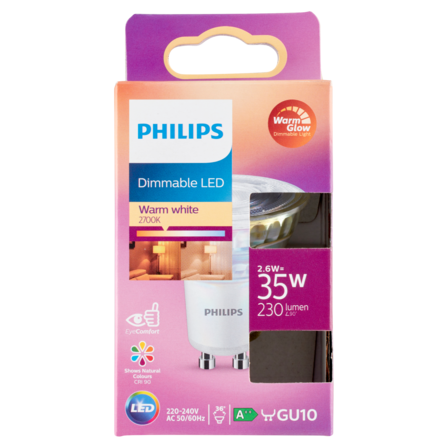 Philips Led Spotlamp Dimbaar Warme Gloed 35W - GU10