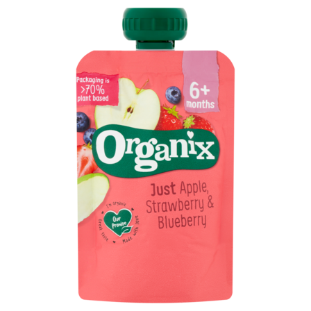 Organix Knijpfruit Just Appel, Aardbei & Bosbessen 6 Maanden