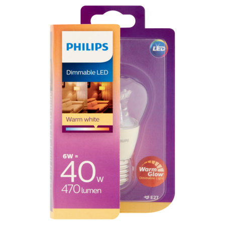 Philips Dimmable LED Warm White 6W E27