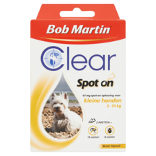 Bob Martin Clear Spot-On Oplossing voor Kleine Honden 2 Pipetten 67 mg